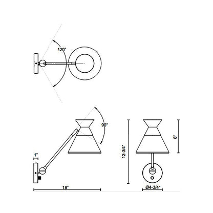 Mauer Vanity Wall Light - line drawing.