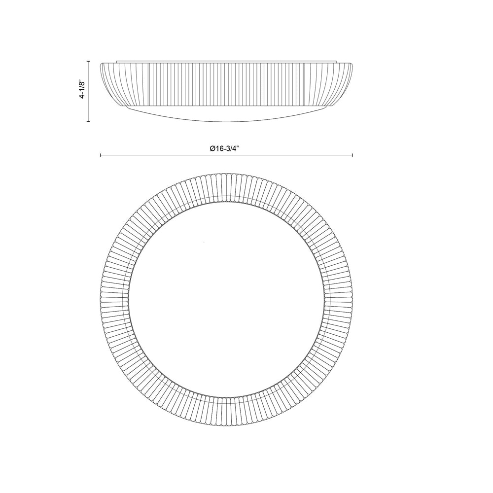 Merida Flush Mount Ceiling Light - line drawing.
