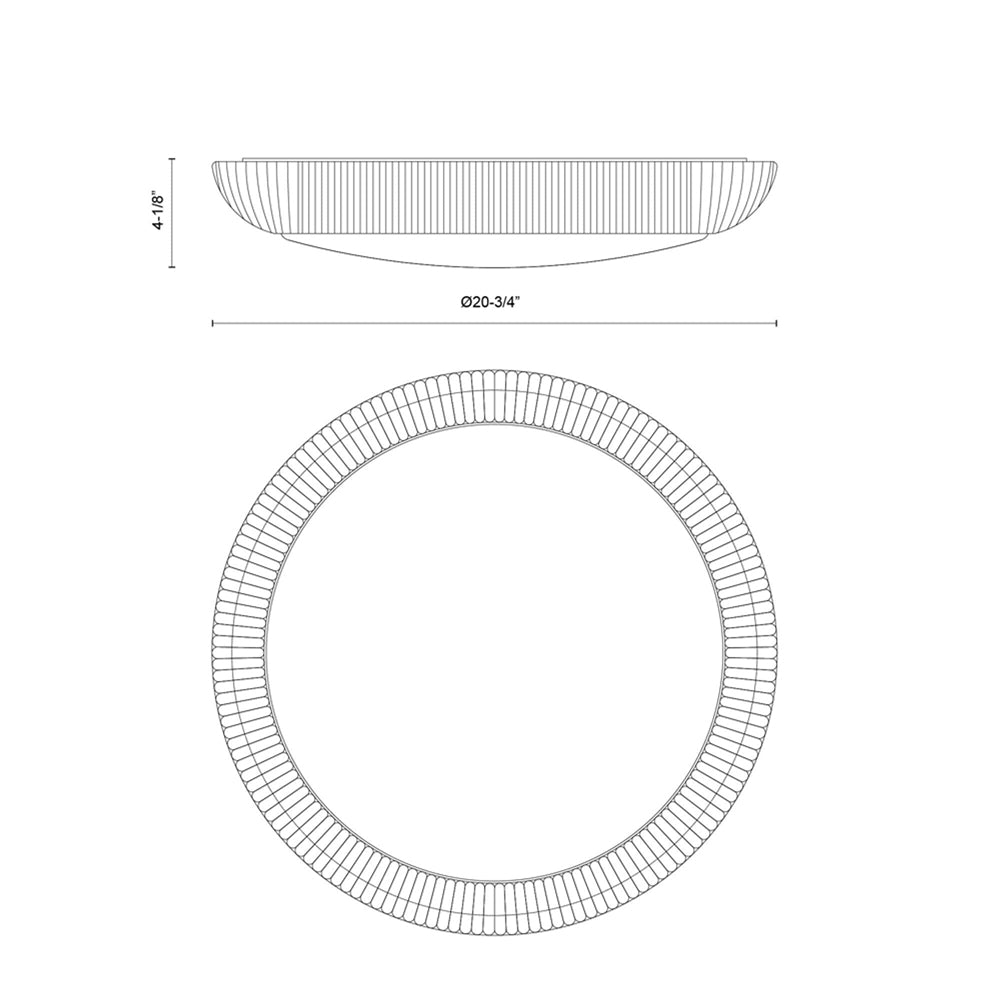 Merida Flush Mount Ceiling Light - line drawing.