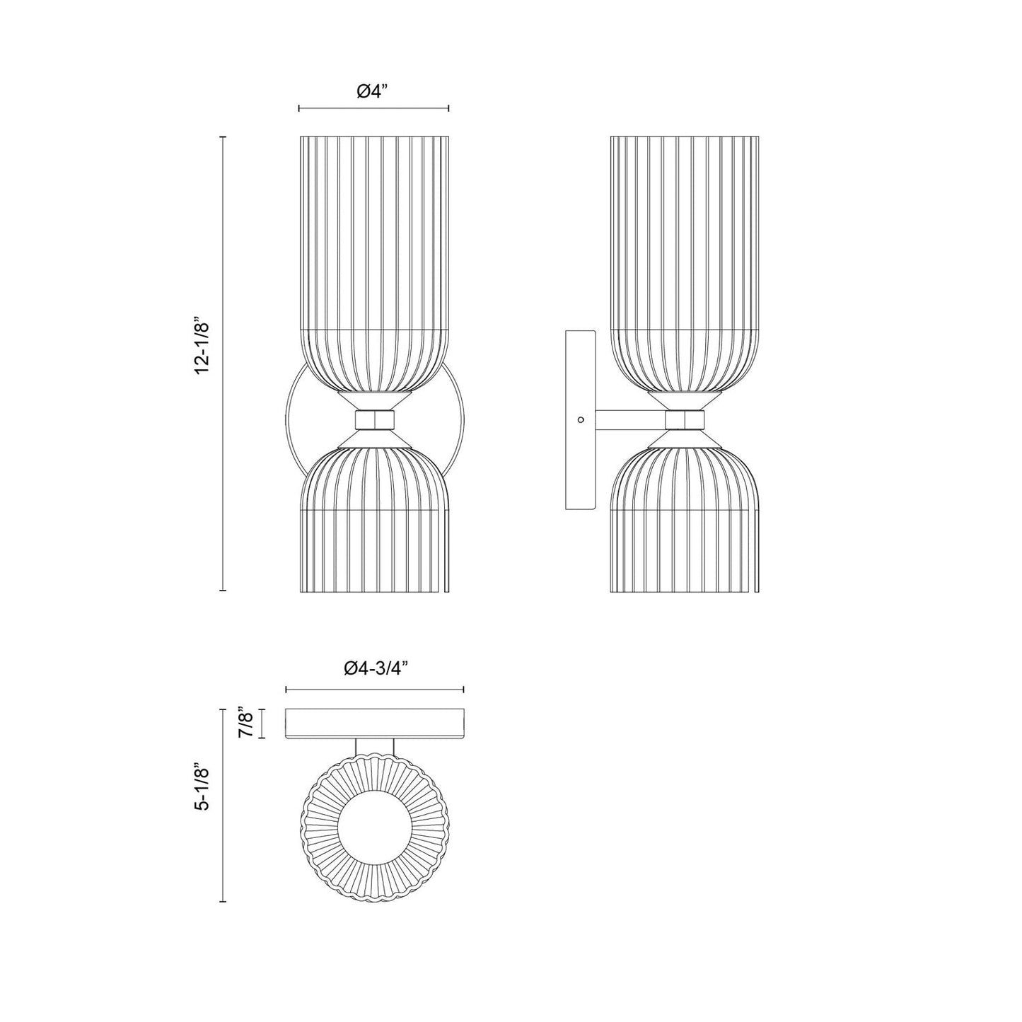 Nelly Bath Vanity Light - line drawing.