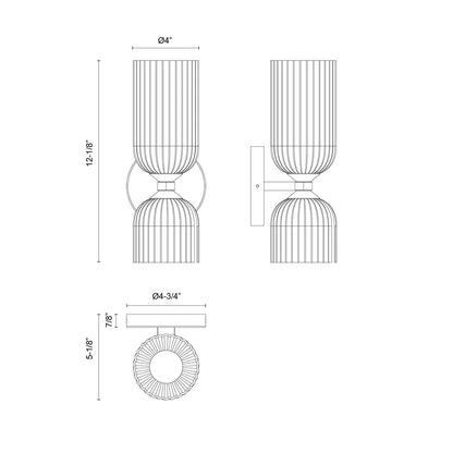 Nelly Bath Vanity Light - line drawing.