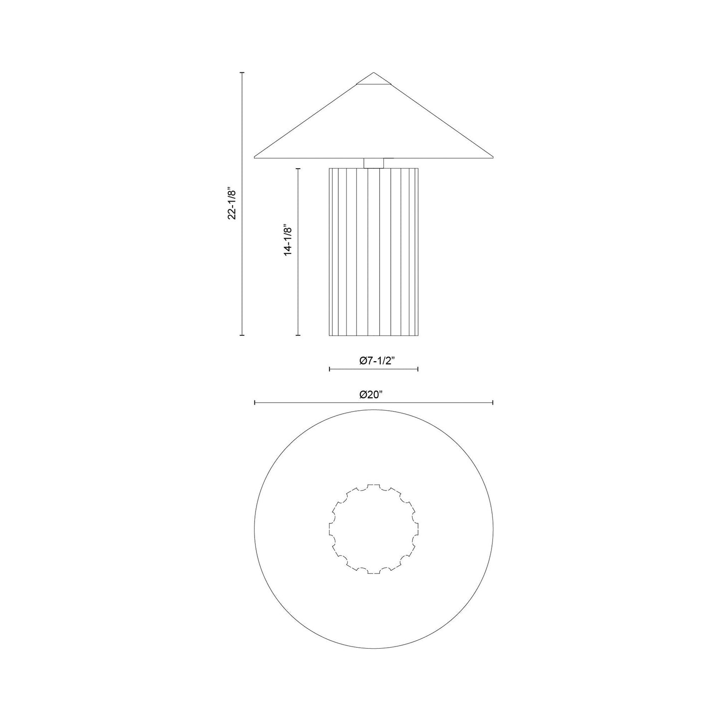 Ono Table Lamp - line drawing.