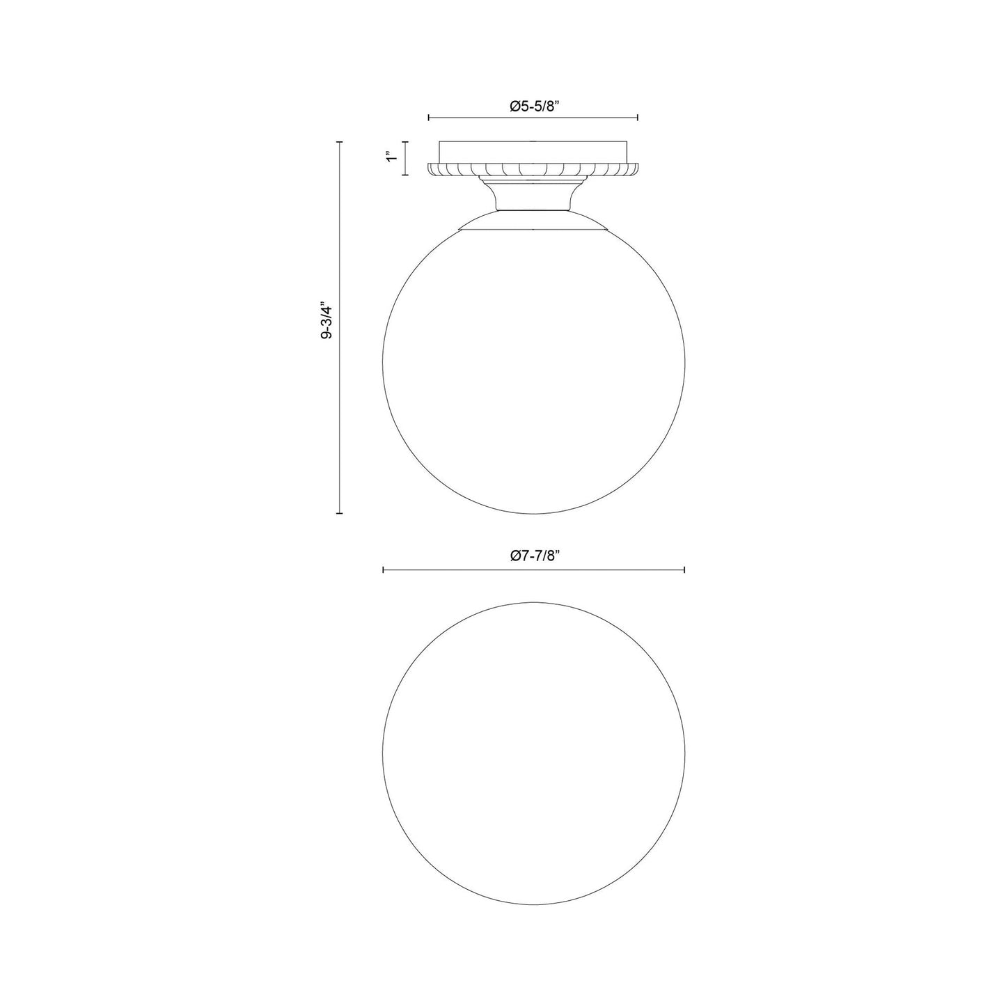 Otis Semi Flush Mount Ceiling Light - line drawing.