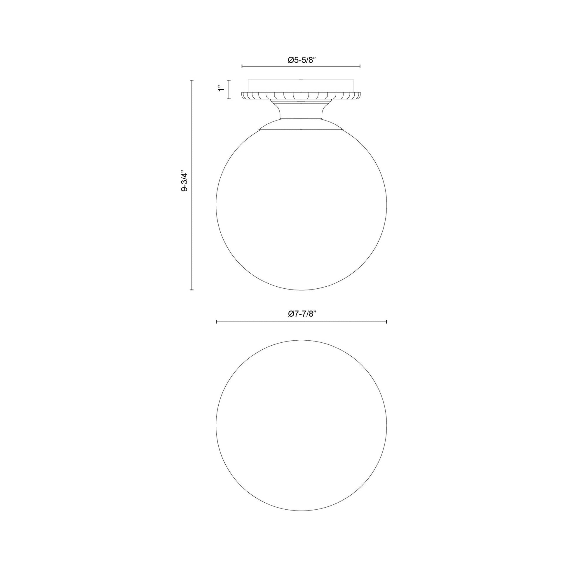 Otis Semi Flush Mount Ceiling Light - line drawing.