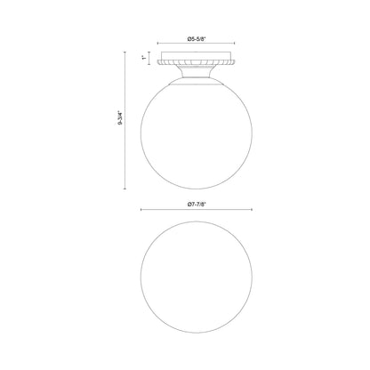 Otis Semi Flush Mount Ceiling Light - line drawing.