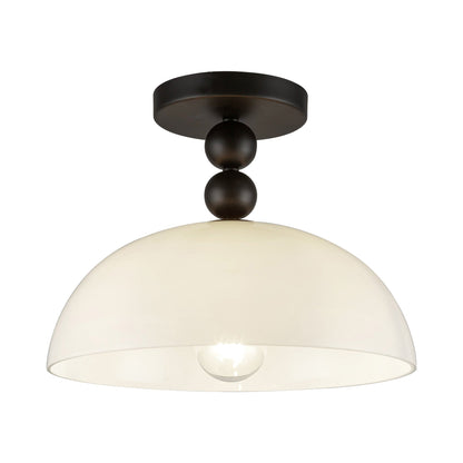 Paisley Semi Flush Mount Ceiling Light in Matte Black.