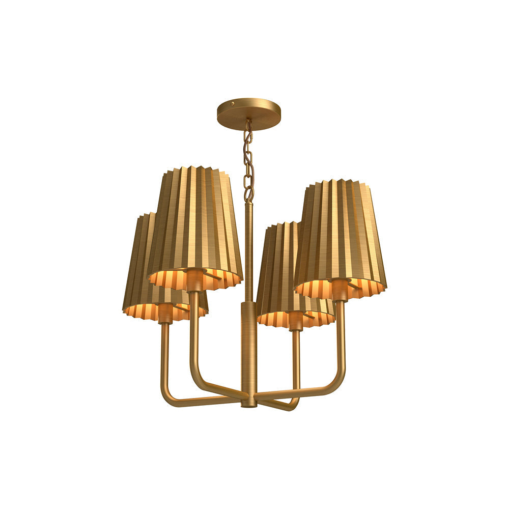 Plisse Chandelier in Aged Gold (4-Light).