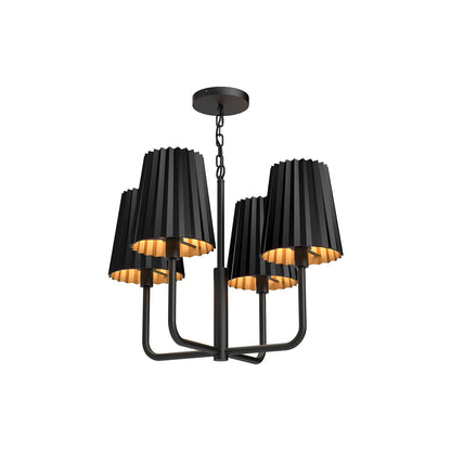 Plisse Chandelier in Matte Black/Matte Black (4-Light).