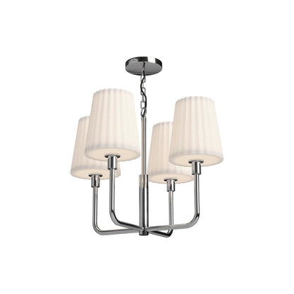 Plisse Chandelier in Chrome/Opal Matte Glass (4-Light).