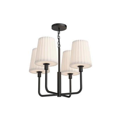 Plisse Chandelier in Matte Black/Opal Matte Glass (4-Light).