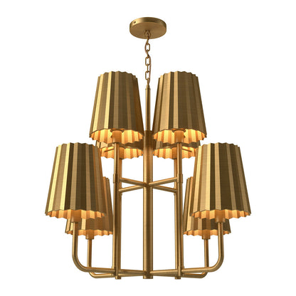 Plisse Chandelier in Aged Gold (8-Light).