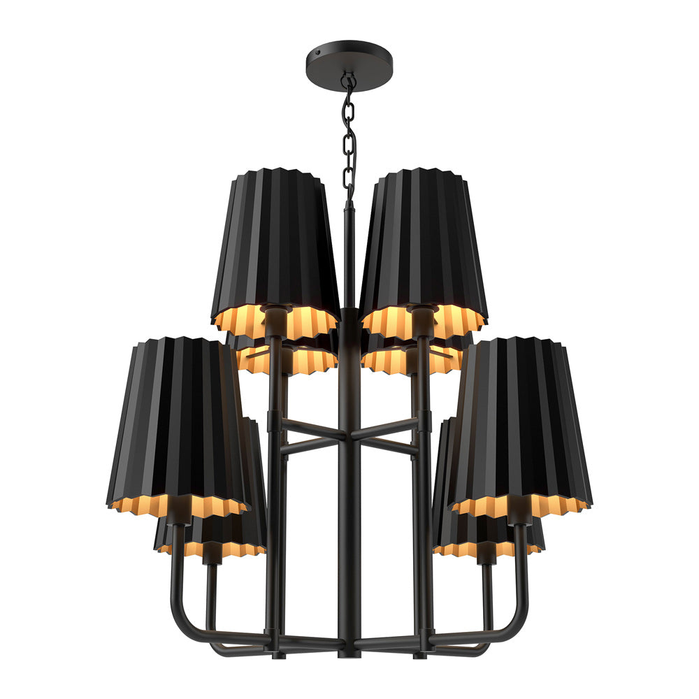 Plisse Chandelier in Matte Black/Matte Black (8-Light).