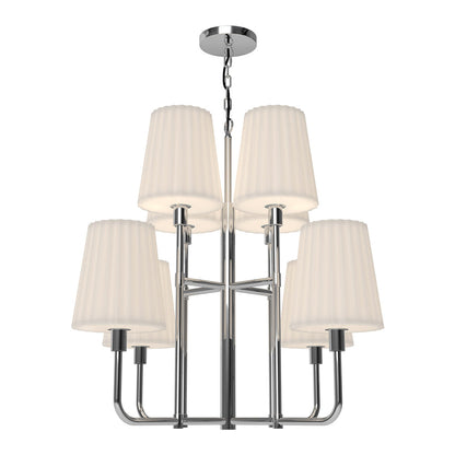 Plisse Chandelier in Chrome/Opal Matte Glass (8-Light).