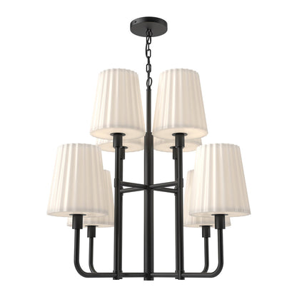 Plisse Chandelier in Matte Black/Opal Matte Glass (8-Light).