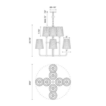 Plisse Chandelier - line drawing.