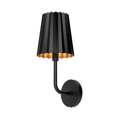 Plisse Wall Light in Matte Black (17-Inch).