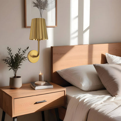 Plisse Wall Light in bedroom.