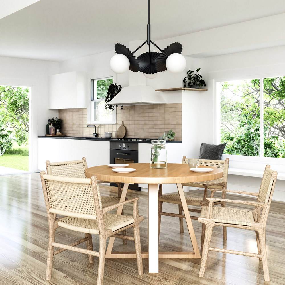 Plume Chandelier in dining room.