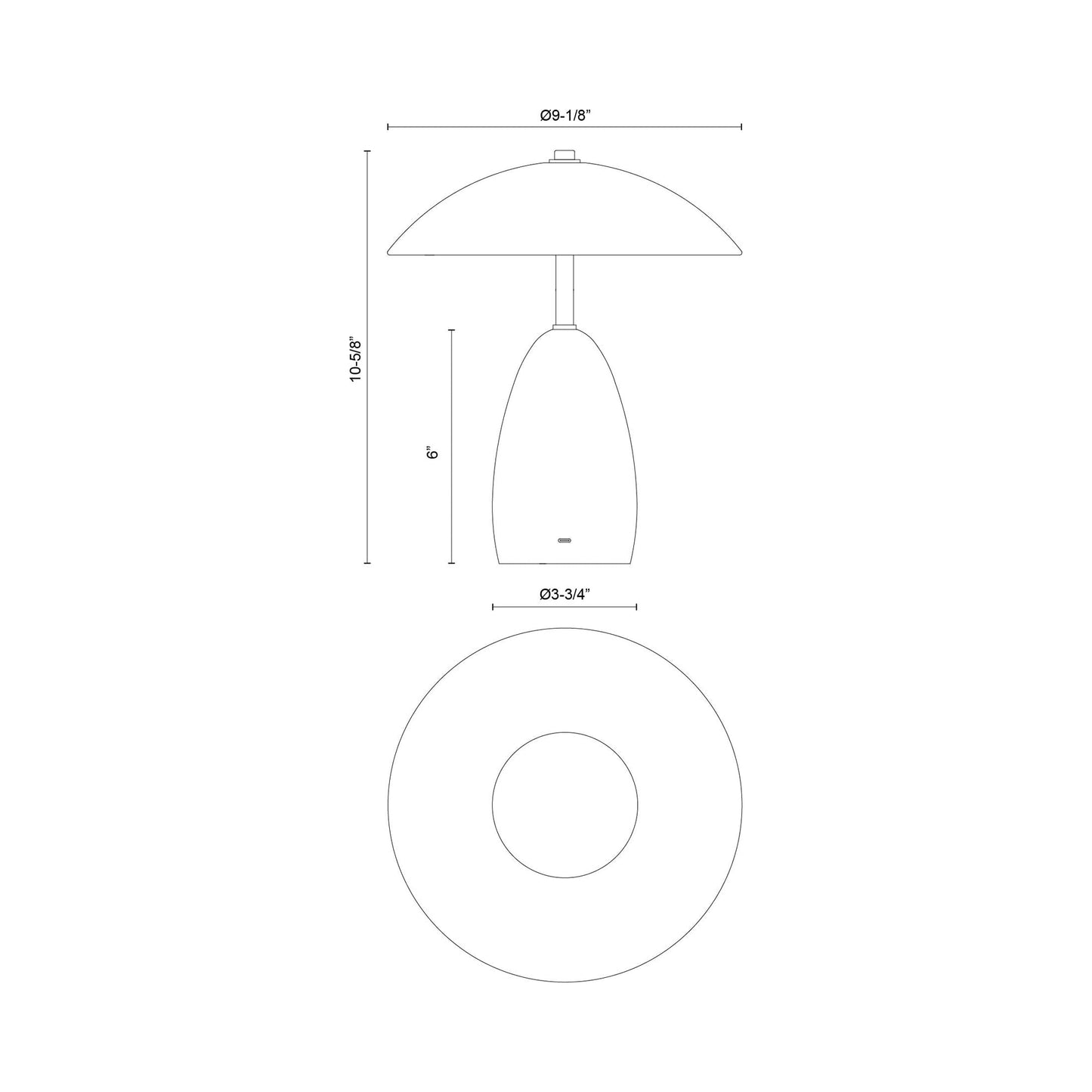 Poppy LED Table Lamp - line drawing.