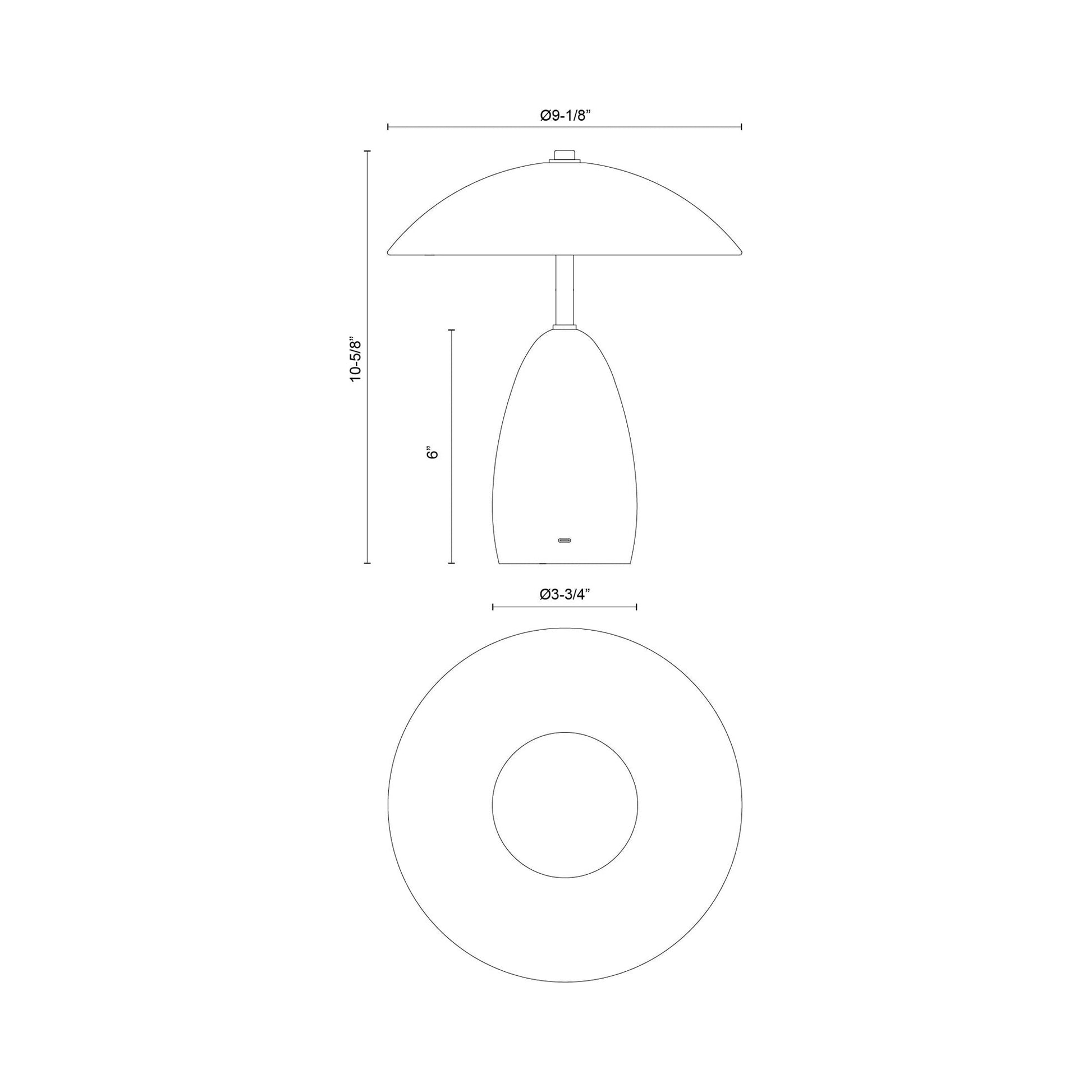 Poppy LED Table Lamp - line drawing.