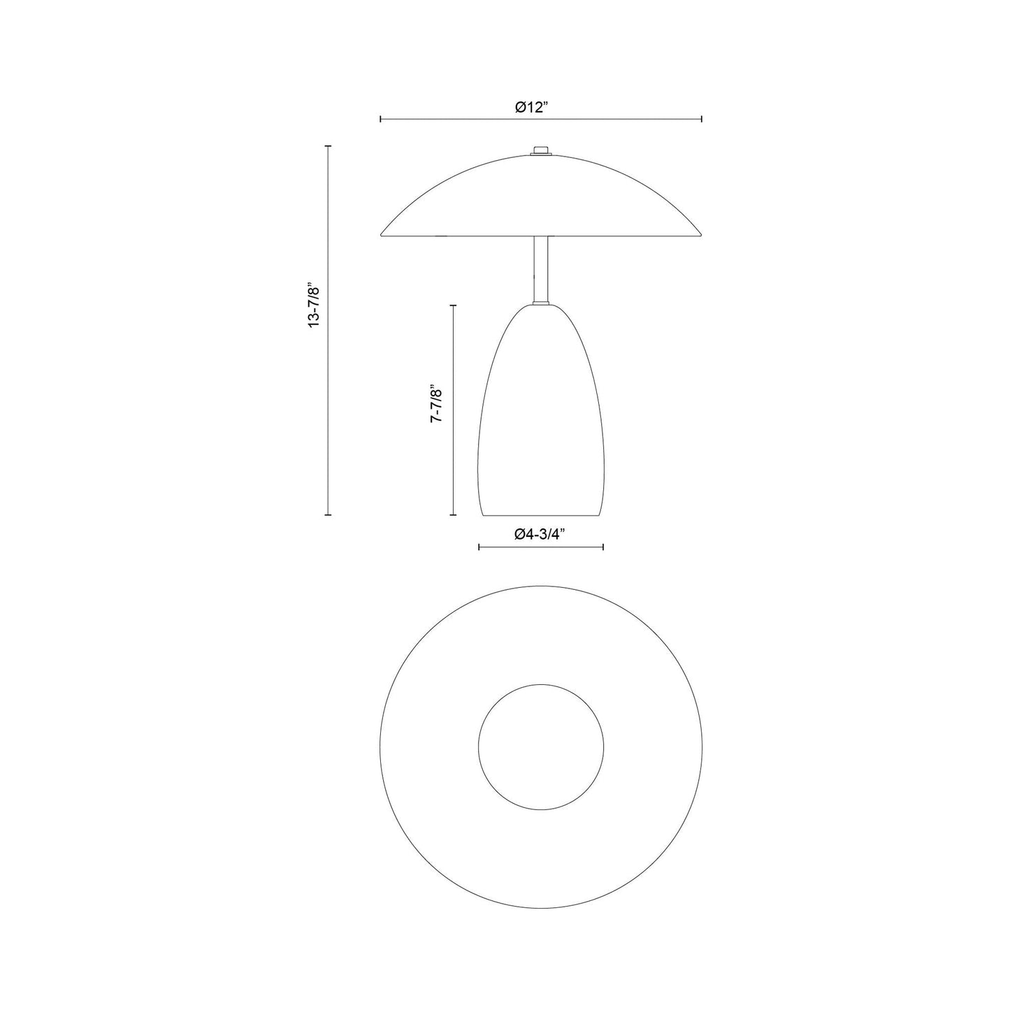 Poppy LED Table Lamp - line drawing.
