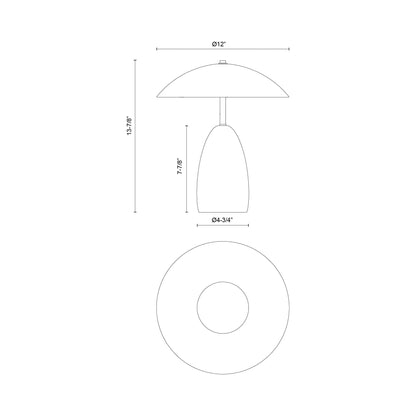 Poppy LED Table Lamp - line drawing.