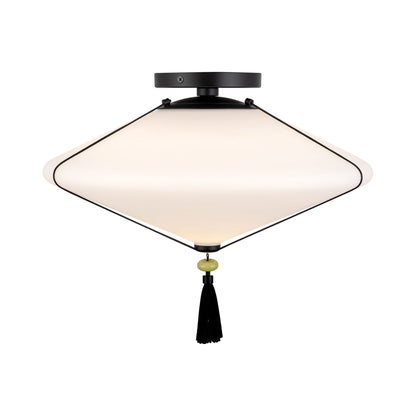 Reeve Semi Flush Mount Ceiling Light in Matte Black.