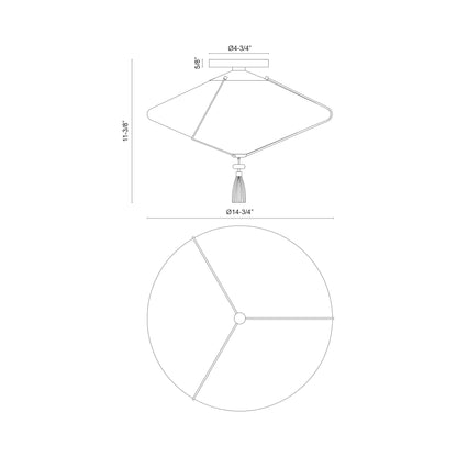 Reeve Semi Flush Mount Ceiling Light - line drawing.