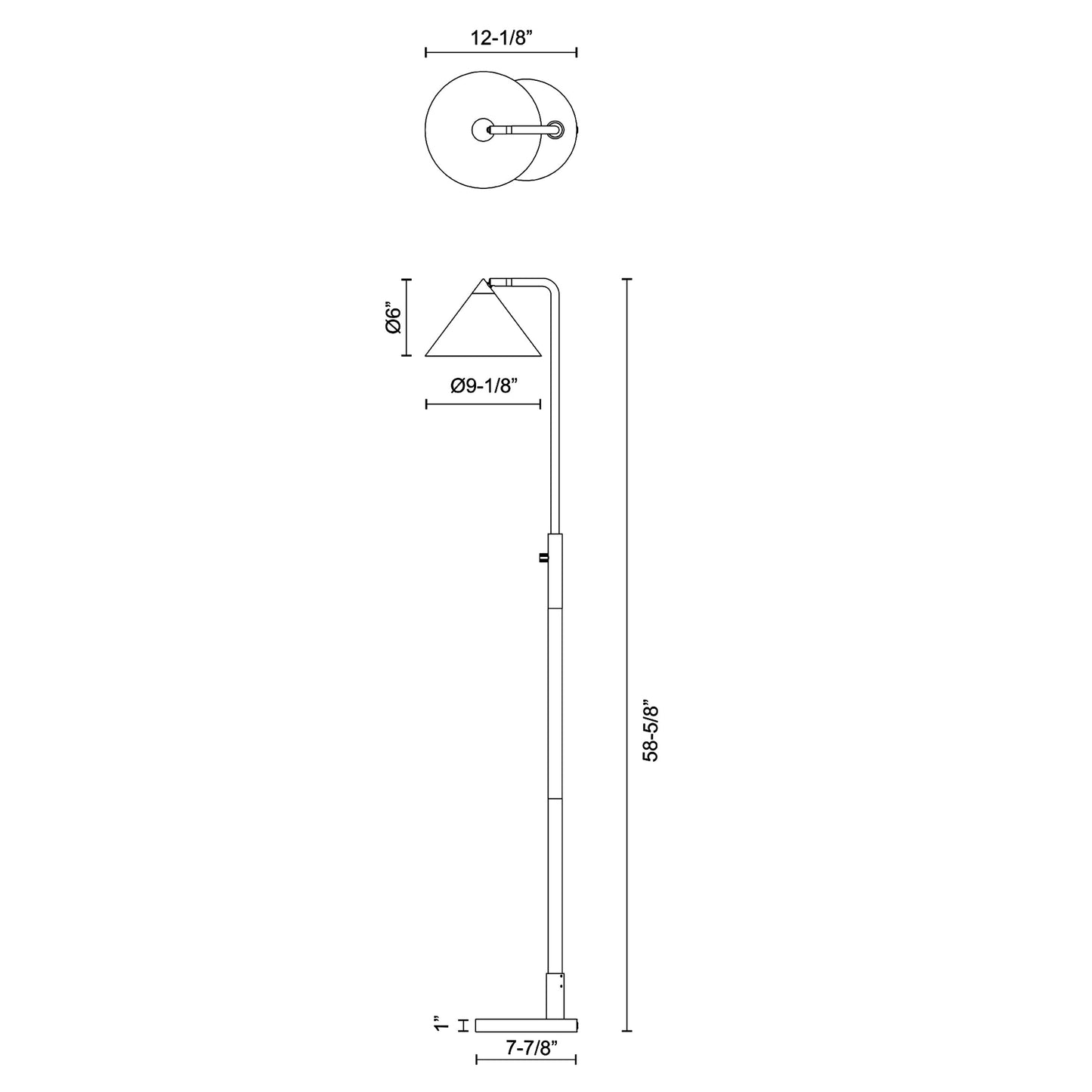 Remy Floor Lamp - line drawing.