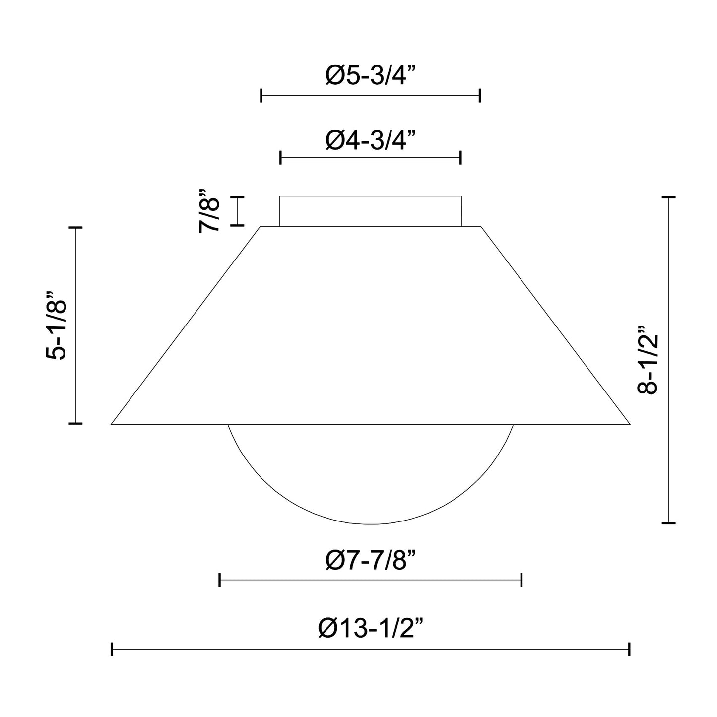 Remy Flush Mount Ceiling Light - line drawing.