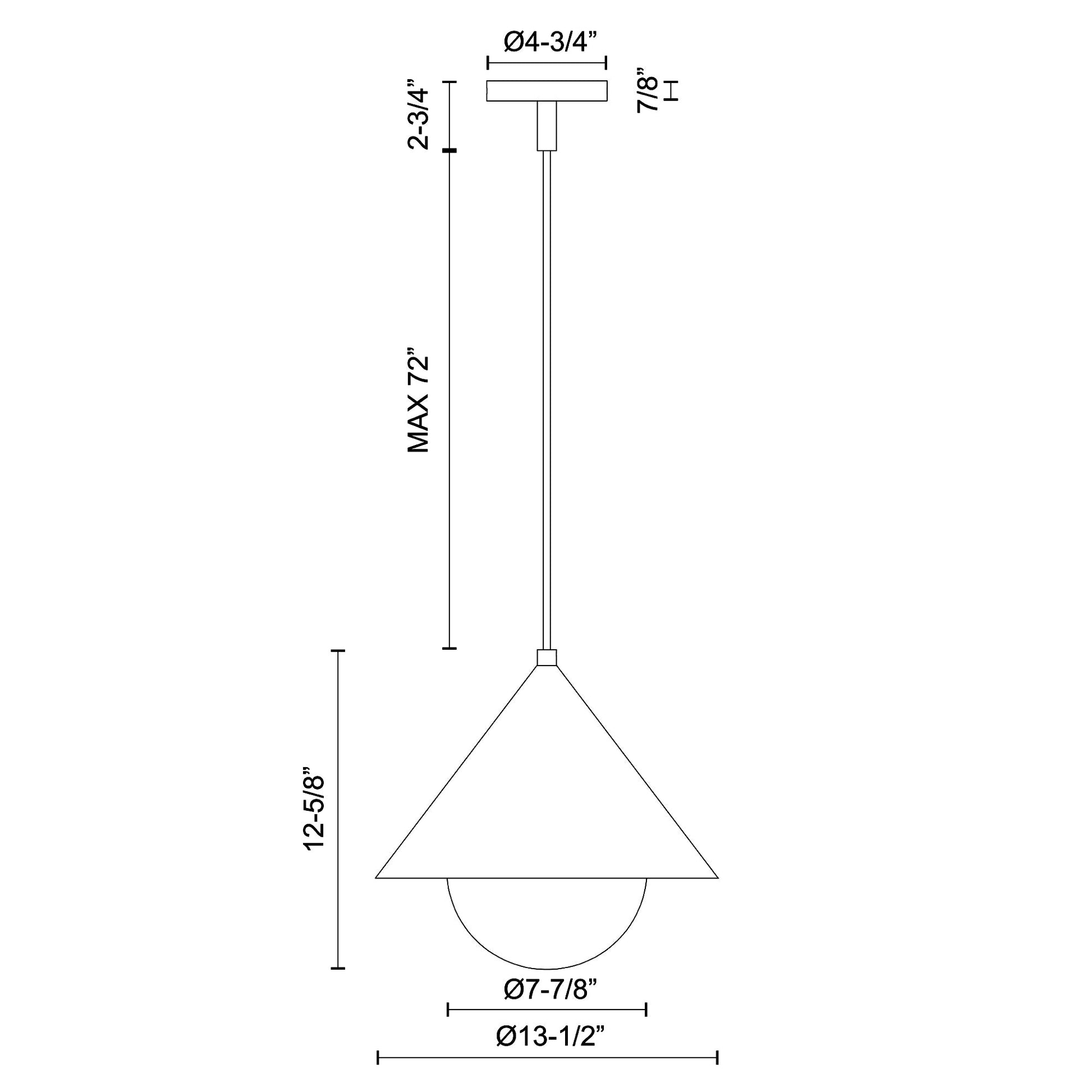 Remy Pendant Light in - line drawing.