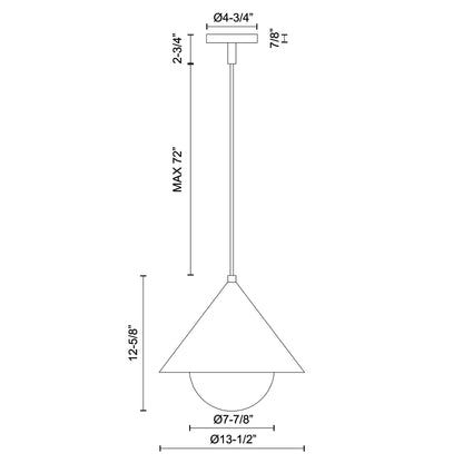 Remy Pendant Light in - line drawing.