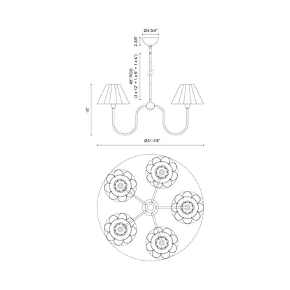 Rosemary Chandelier - line drawing.