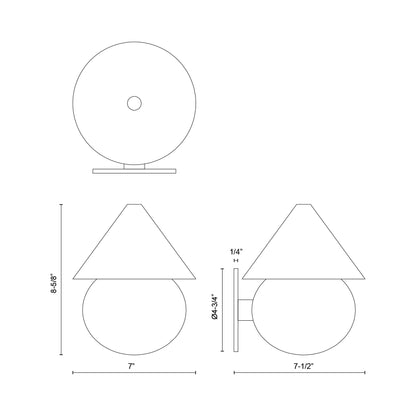 Rowan LED Wall Light - line drawing.