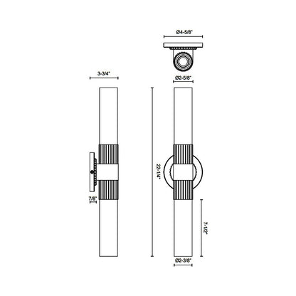 Rue Vanity Wall Light - line drawing.