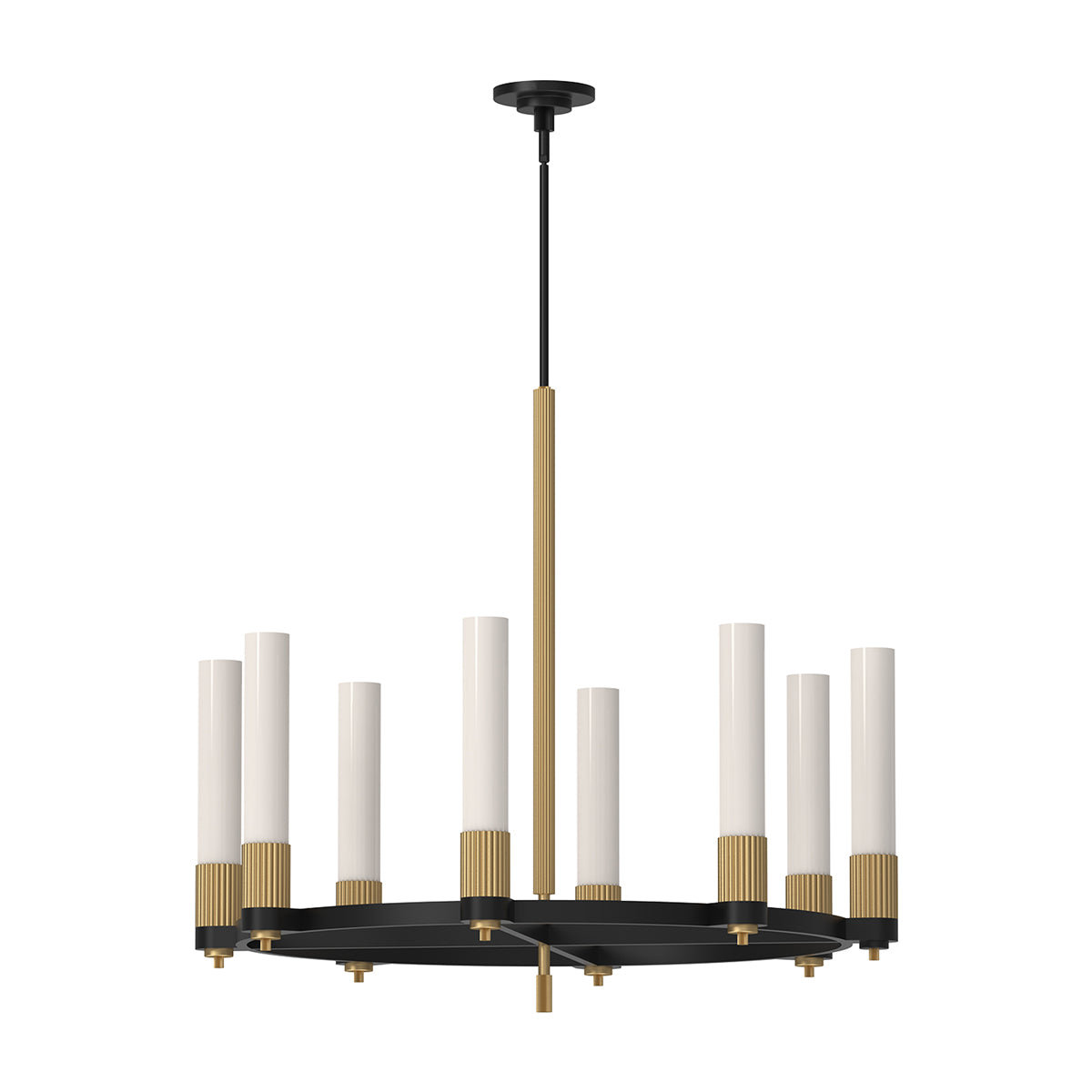 Rue Chandelier in Matte Black/Brushed Gold.