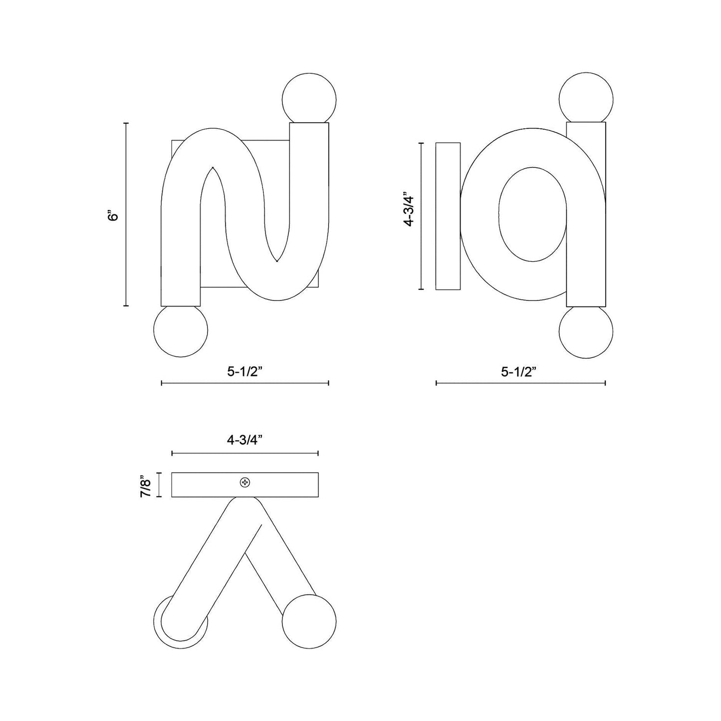 Sadie Bath Vanity Light - line drawing.