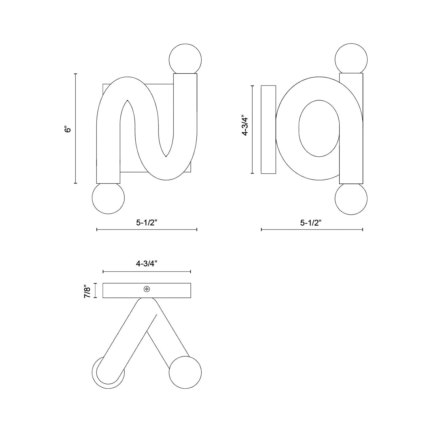 Sadie Bath Vanity Light - line drawing.
