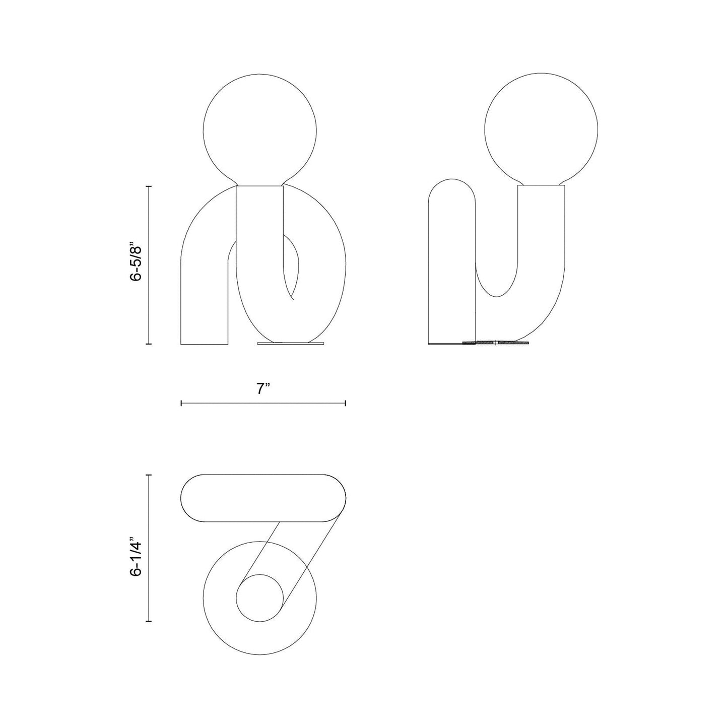 Sadie Table Lamp - line drawing.