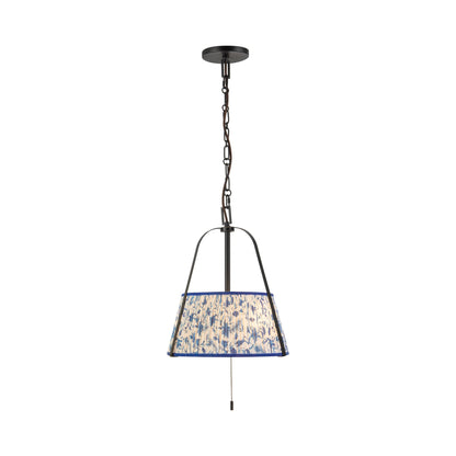 Scout Pendant Light in Matte Black/Blue Linen.
