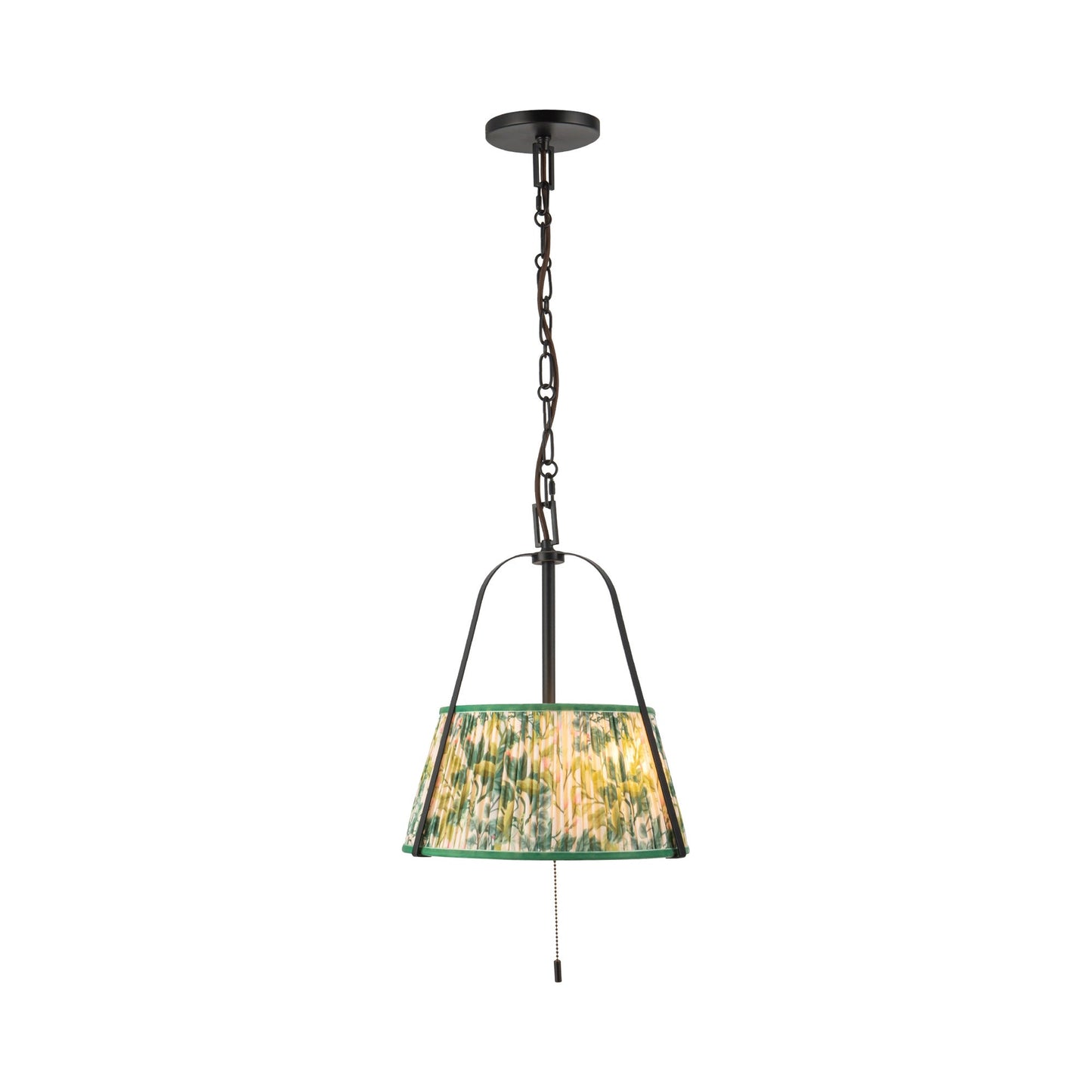 Scout Pendant Light in Matte Black/Green Linen.