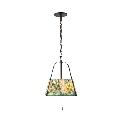Scout Pendant Light in Matte Black/Green Linen.