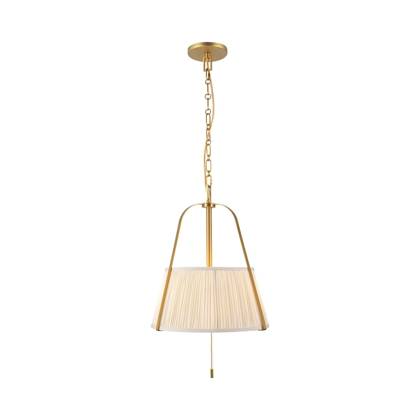 Scout Pendant Light in Brushed Gold/White Linen.