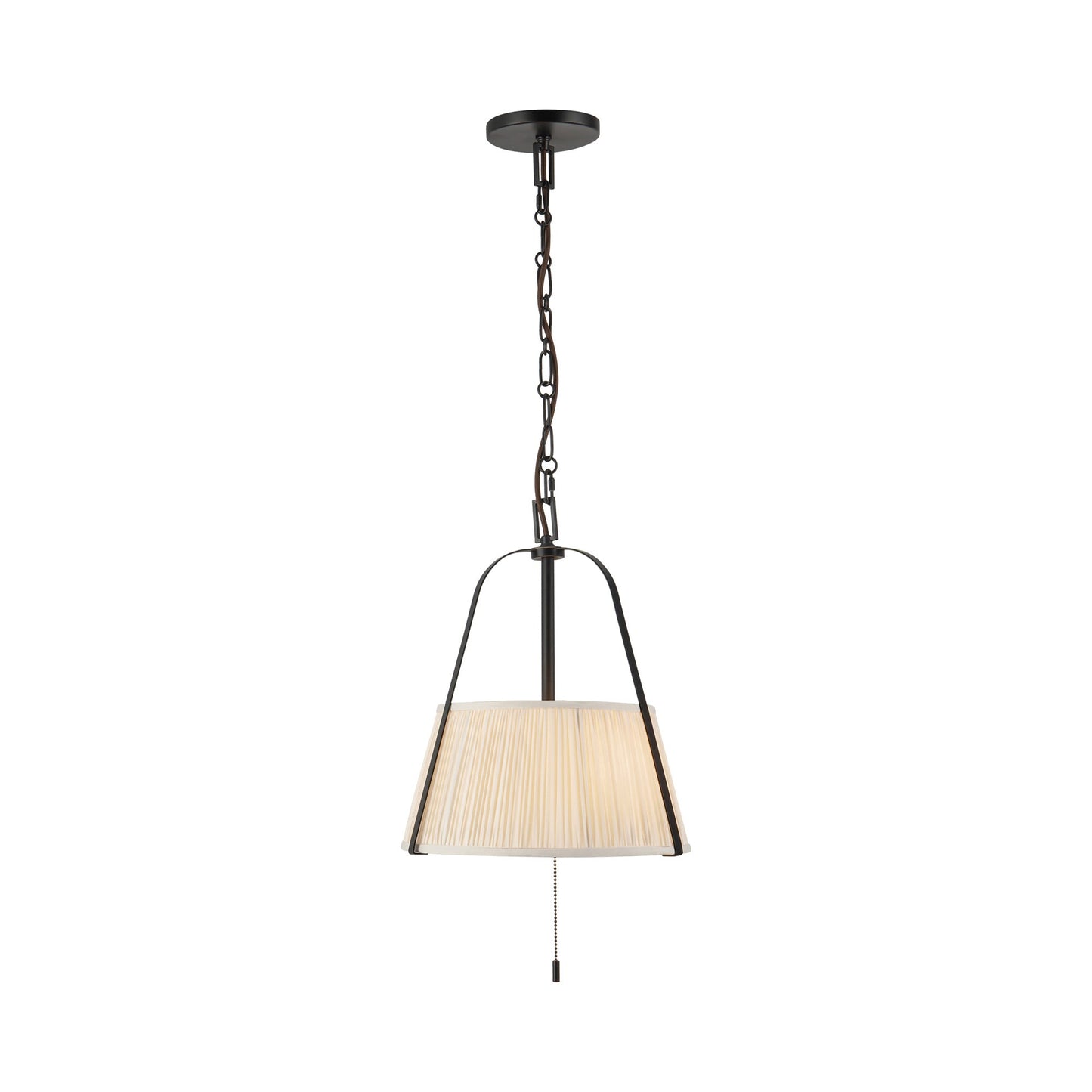 Scout Pendant Light in Matte Black/White Linen.