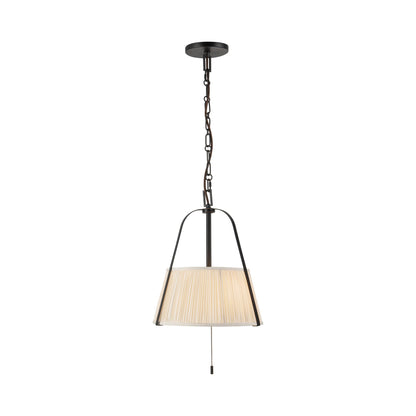 Scout Pendant Light in Matte Black/White Linen.
