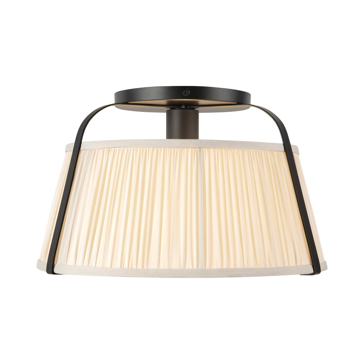 Scout Semi Flush Mount Ceiling Light in Matte Black/White Linen.