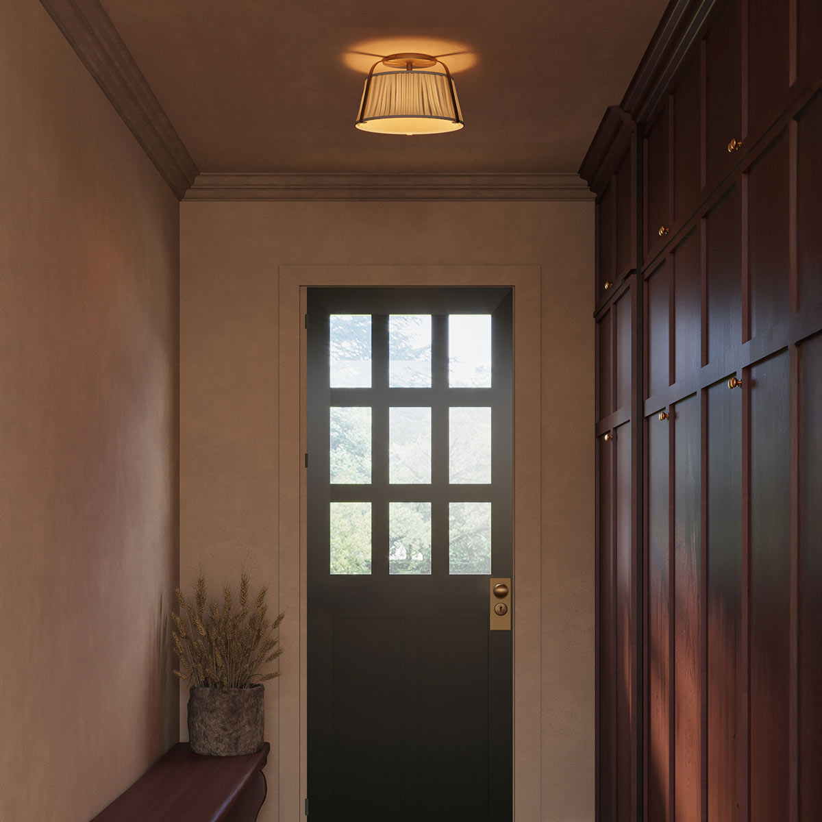 Scout Semi Flush Mount Ceiling Light in hallway.