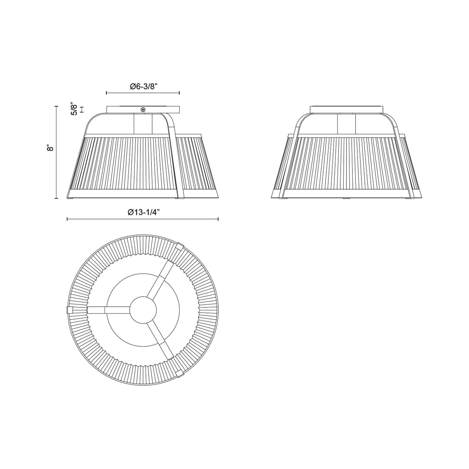 Scout Semi Flush Mount Ceiling Light - line drawing.