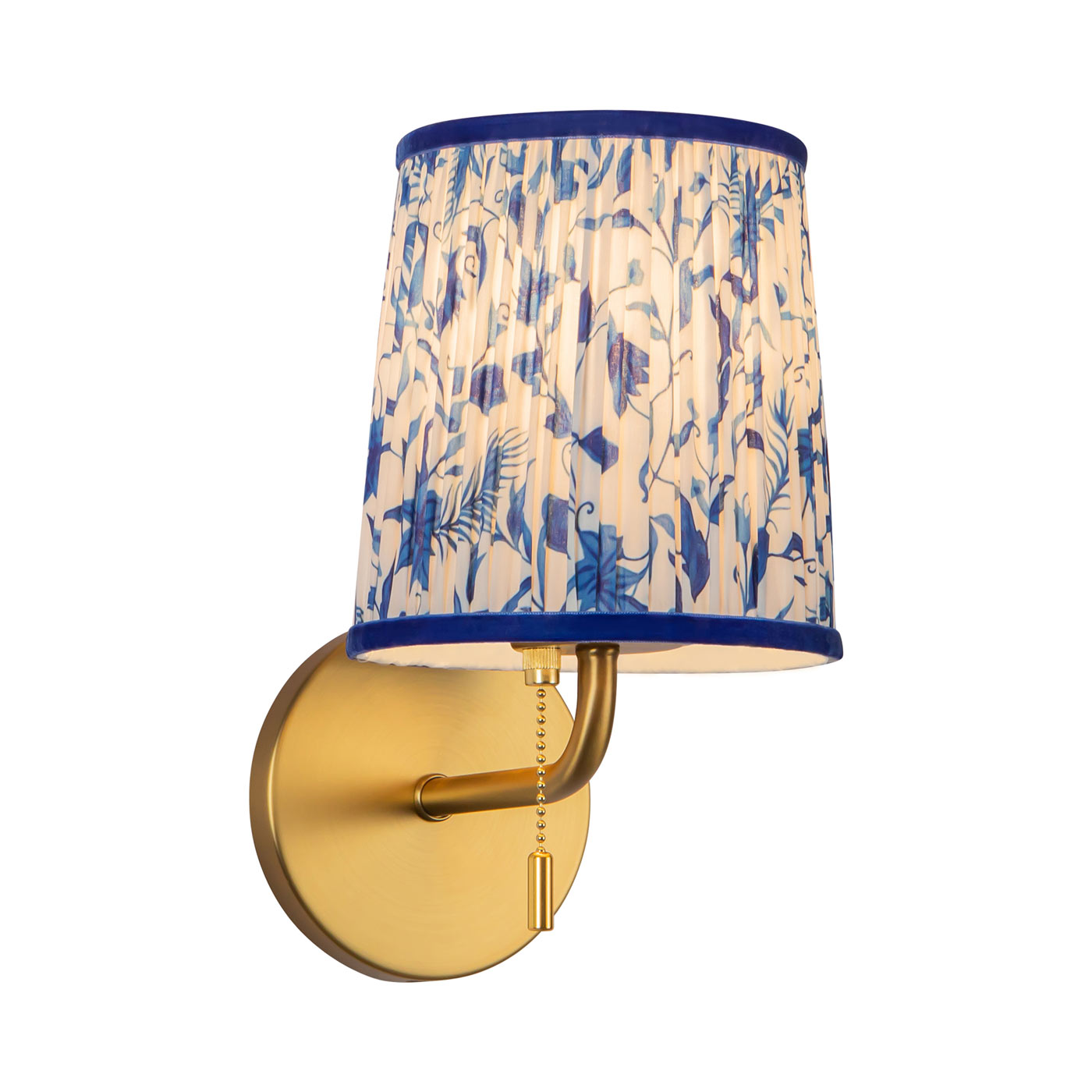 Scout Wall Light in Brushed Gold/Blue Linen (6-Inch).