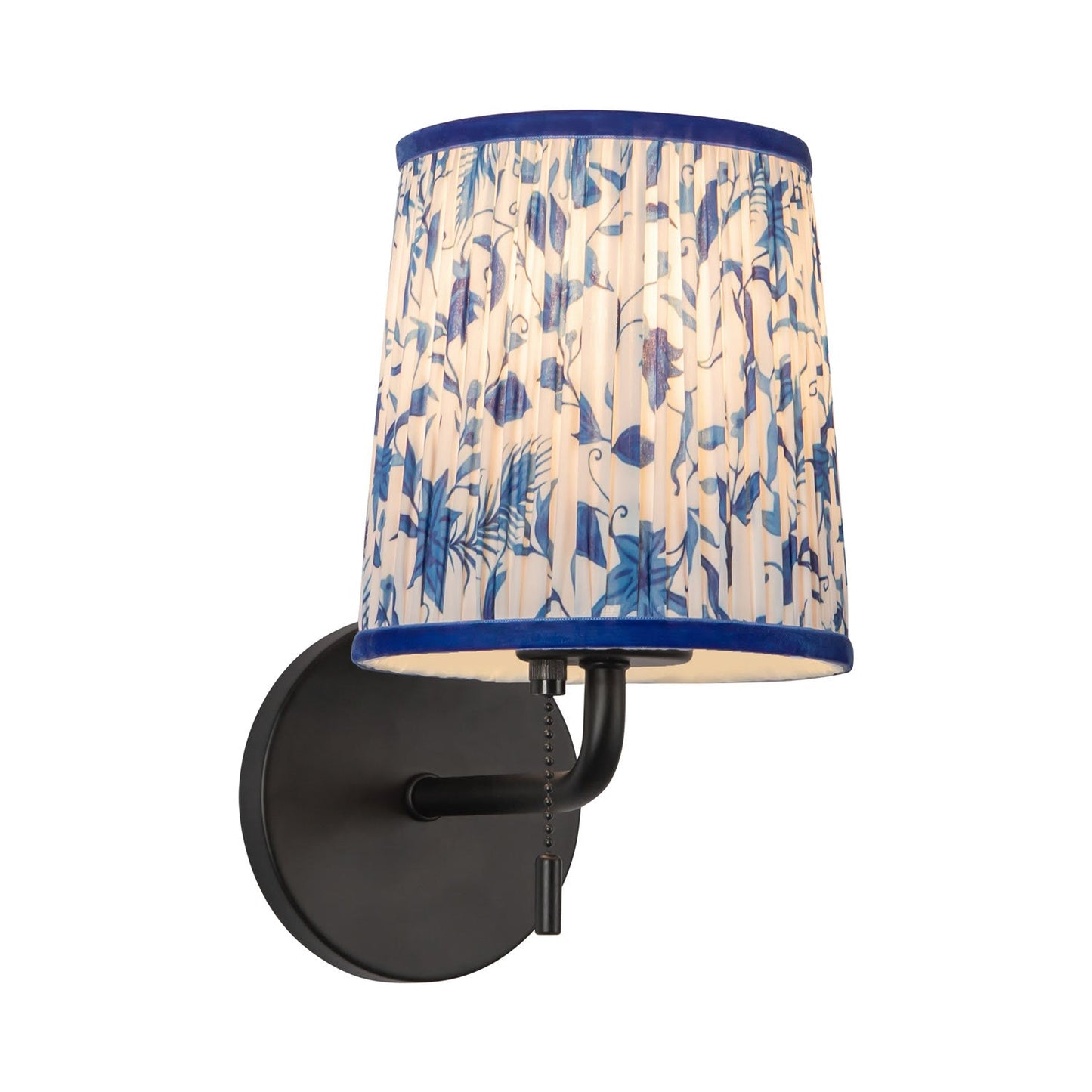 Scout Wall Light in Matte Black/Blue Linen (6-Inch).
